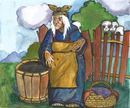 Иллюстрация М. Киселёвой к сказке про Бабу Ягу.